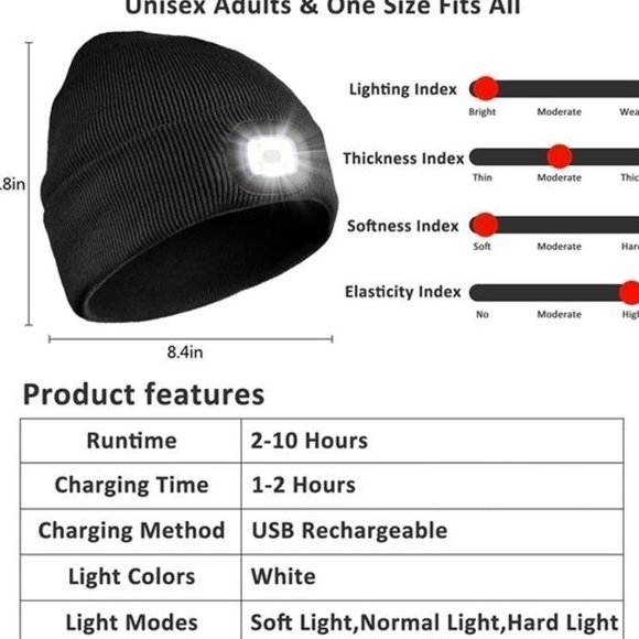 Bluetooth Beanie Hat with Light and Built-in Speaker Mic - Picture 2 of 3